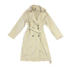Divided Khaki Double Breasted Belted Trench Coat SZ Small Chic Stylish Classic